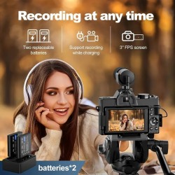 G-Anica 48MP 4K Digitalkamera für Fotografie und Vlogging - 16X Zoom, 180° Flip Screen, 52mm Makroobjektiv