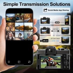 G-Anica 48MP 4K Digitalkamera für Fotografie und Vlogging - 16X Zoom, 180° Flip Screen, 52mm Makroobjektiv