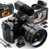 G-Anica 48MP 4K Digitalkamera für Fotografie und Vlogging - 16X Zoom, 180° Flip Screen, 52mm Makroobjektiv
